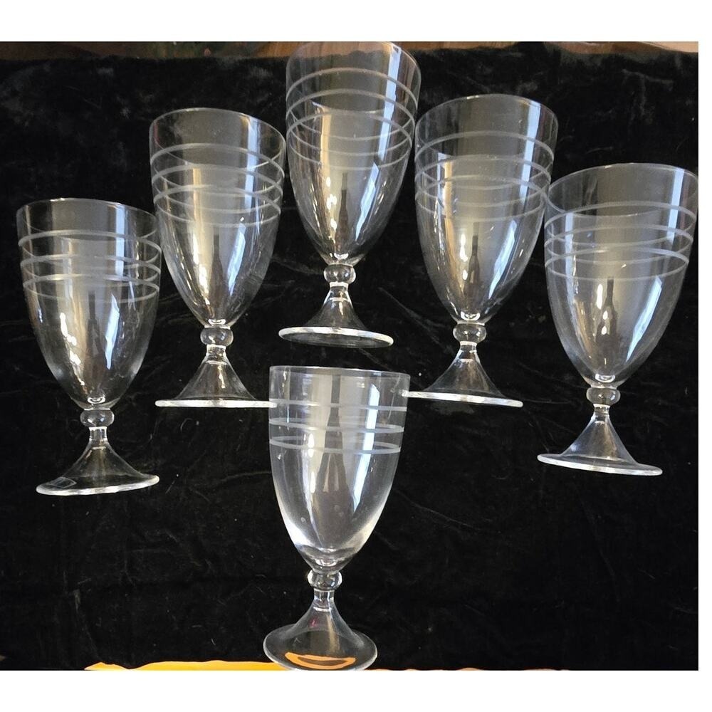 Daniel Cremieux Etched Wine Glasses Set of 6 EUC